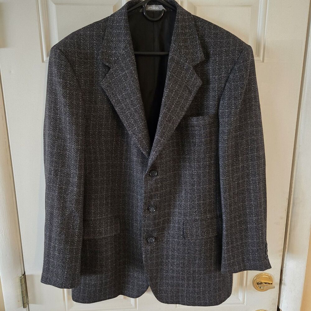 Haggar Black Label II Blazer Sport Coat Mens 40R Charcoal Tweed USA Wool Vintage